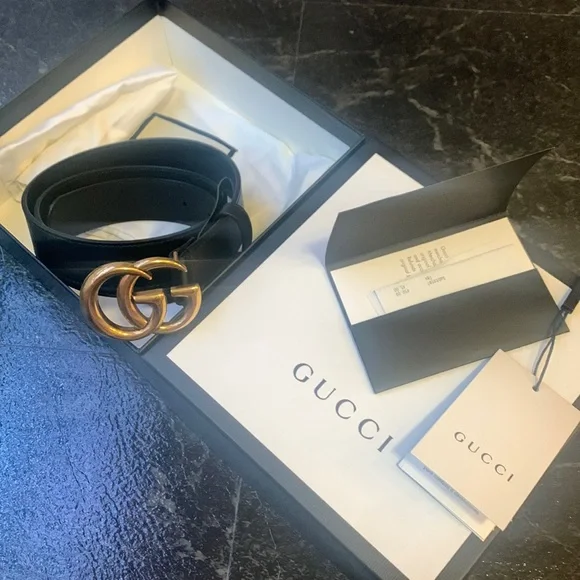 Gucci | Accessories | Gucci Belt 85 34 Black Gold Hardware  display picture 3